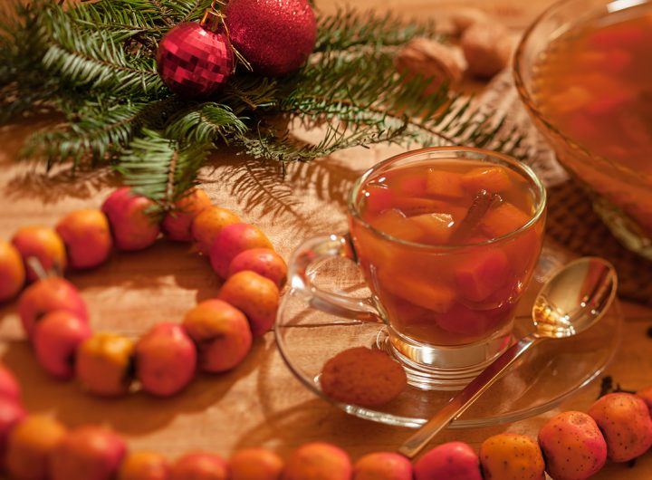 Cup of ponche, a traditional Guatemalan hot drink made at Christmas time with crab apples.