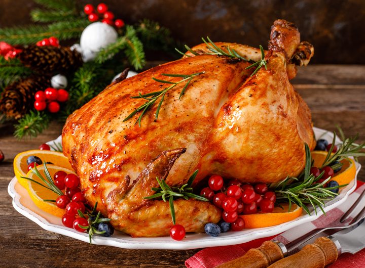 Christmas turkey. Traditional festive food for Christmas or Thanksgiving